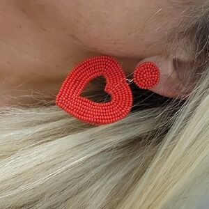 C&C BEADED HEART EARRINGS